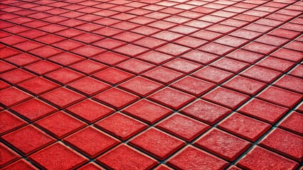 Poster - Red Square Pavement Texture  A Detailed Perspective of Interlocking Tiles