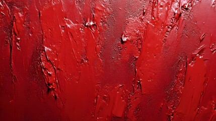 Fototapete - Rich Crimson Texture: Abstract Red Paint Background with Bold Strokes and Vibrant Color