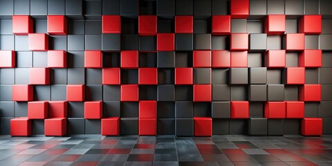 Leinwandbilder - Abstract Red and Black Cube Wall Interior Design