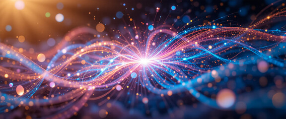 Digital data network with glowing connections