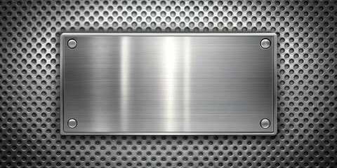 Aufkleber - Brushed Metal Plate on Perforated Metal Background, Ideal for Industrial Designs or Technical Presentations