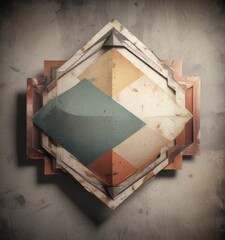 Wall Mural - Vintage distressed banner with geometric shapes and muted colors, geometric, grunge, art deco