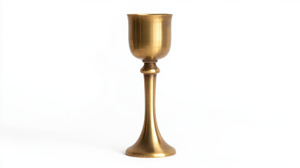 easter religious service. elegant brass candleholder with tall stem and cup design