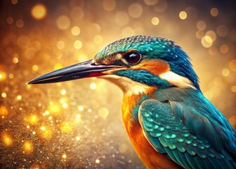 Wall Mural - Vintage Kingfisher Beak: Gold Glitter Texture Stock Photo