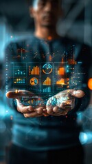 Innovative data visualization techniques demonstrated by a professional in a modern digital workspace