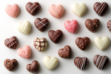 Wall Mural -  heart-shaped chocolates top-down