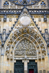 Wall Mural - Facade of the St. Vitus Cathedral in the Prague Castle complex in Prague, Czech Republic