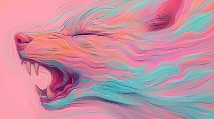 Wall Mural - Abstract pastel wolf illustration. Swirling colors and dynamic lines create a surreal and dreamy effect. Perfect for artistic backgrounds or design projects.