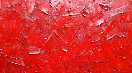 Fototapete - Bold red acrylic paint texture with vibrant brushstrokes creating abstract modern art
