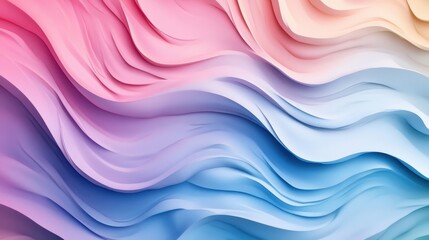 Wall Mural - Pastel Gradient Flowing Waves, Serene Abstract Background Texture