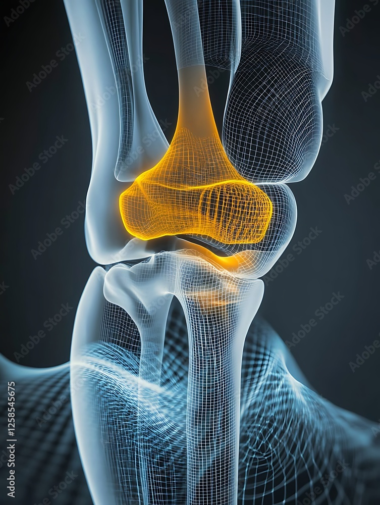 Knee Joint with Highlighted X-ray and AI Design Stock Illustration ...