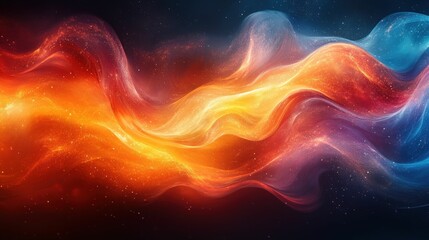 Wall Mural - Fiery cosmic waves flow brightly, a celestial dance.