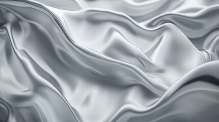 Wall Mural - Refined Silver Fabric Ripples Evoking Tranquility and Understated Elegance