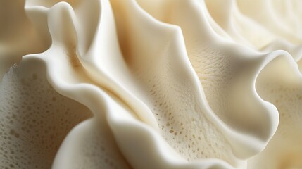 Poster - Creamy scoop of vanilla ice cream featuring soft folds and delicate air pockets with ample copy space for creative designs. Generative AI