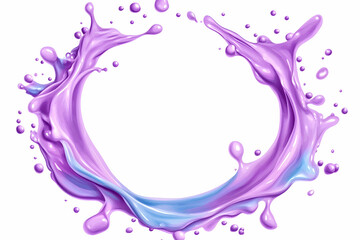 Wall Mural - Splashing Purple Liquid in a Ring Shape, Isolated on White Background, Good for Beauty or Food Products