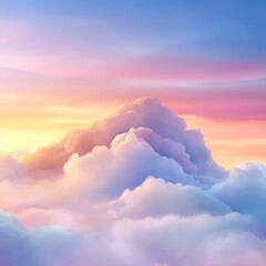 Wall Mural - Pastel Cloudscape at Sunrise: Soft Pink and Orange Hues