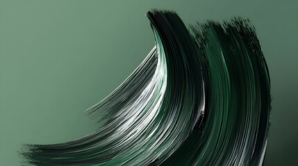 Sticker - Abstract Swirls of Emerald Green: A bold and dynamic abstract image featuring swirling strokes of emerald green and black paint, capturing the essence of energy and motion.