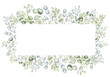 © Лариса Хамукова - Rectangular frame made of eucalyptus leaves. Botanical and elegant border. Perfect for wedding invitations, anniversary cards, business announcements, greeting cards, and romantic postcards.