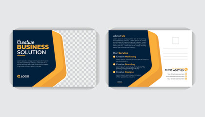 Double sided Landscape poster, creative business solution marketing agency business postcard template
