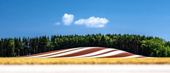 Canvas Print - Striped Hillside Landscape Under a Blue Sky