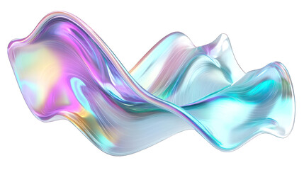 Wall Mural - abstract grey white wave glass fluid holographic Iridescent 3d render abstract isolated on white background