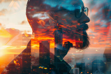 Wall Mural - side view portrait illustrating future architecture technology generative ai