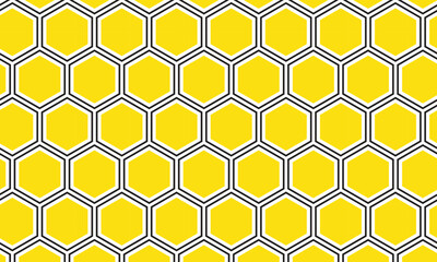 Poster - abstract black yellow honeycomb pattern can be used background.