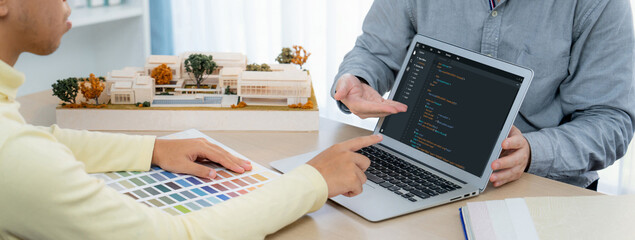 Software development programming on computer screen for brisk application and program coding