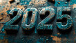 © NEW STUDIO - 2025 happy new year metallic rusty lettering showing future date