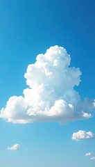 Wall Mural - Fluffy white cumulus cloud against vibrant azure sky , horizon, vast