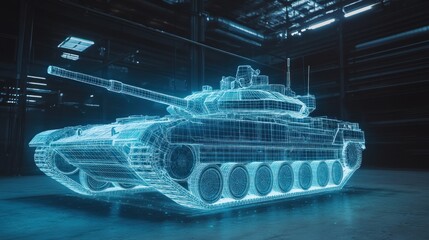 Poster - Cybernetic Tank: A Digital Hologram of Military Might