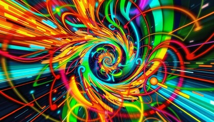 Sticker - Neon Swirl of Energetic Light