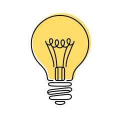 Wall Mural - Light bulb continuous one line drawing. Lightbulb in simple linear style. Idea, brainstorm concept. Vector illustration.