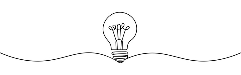 Wall Mural - Light bulb continuous one line drawing. Lightbulb in simple linear style. Idea, brainstorm concept. Vector illustration.