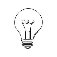 Wall Mural - Light bulb continuous one line drawing. Lightbulb in simple linear style. Idea, brainstorm concept. Vector illustration.
