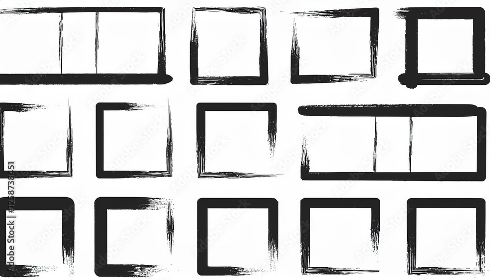 Text Box Rough Box brush frame rough shape set. Text box frame rough grunge square ...