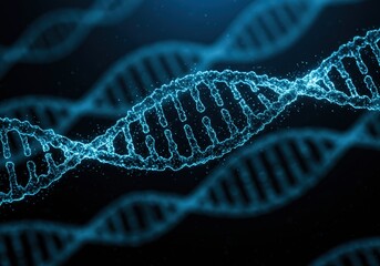 3D DNA structure with glowing blue background for genetic research and biotechnology concept