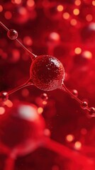 Wall Mural - abstract red molecular structure with interconnected spheres, showcasing complex connectivity and vi