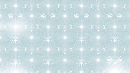 Wall Mural - Soft glowing abstract pattern with radiant white light bursts on pale blue background, creating dreamy and ethereal effect. symmetrical design resembles twinkling stars or delicate fireworks