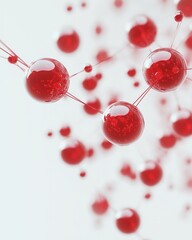 Wall Mural - network of connected red spheres in a visually striking arrangement with a white background. symboli