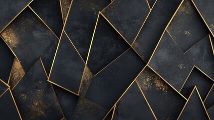 Wall Mural - Elegant Abstract Background with Dark Geometric Shapes and Golden Accents