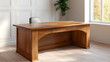 © Hammad - Large wooden desk in a spacious office with clean walls around for text