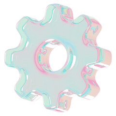 Poster - Holographic gear png 3D element, digital remix, transparent background