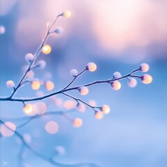 Wall Mural - winter branch with illuminated buds