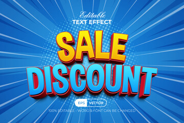 Wall Mural - Sale Promotion Text Effect Style. Editable Text Effect Comic Background Theme.