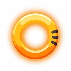 Wall Mural - An glowing image of a orange ring with a black stripe on the side. The background is a soft white color, adding depth and contrast.