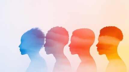 colorful silhouettes of diverse individuals in a row