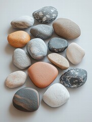 Canvas Print - Smooth stones in various colors. AI.