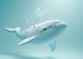 Canvas Print - A whale swims through the water. AI.