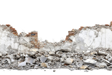  a giant concrete building rubble isolated on a transparent background